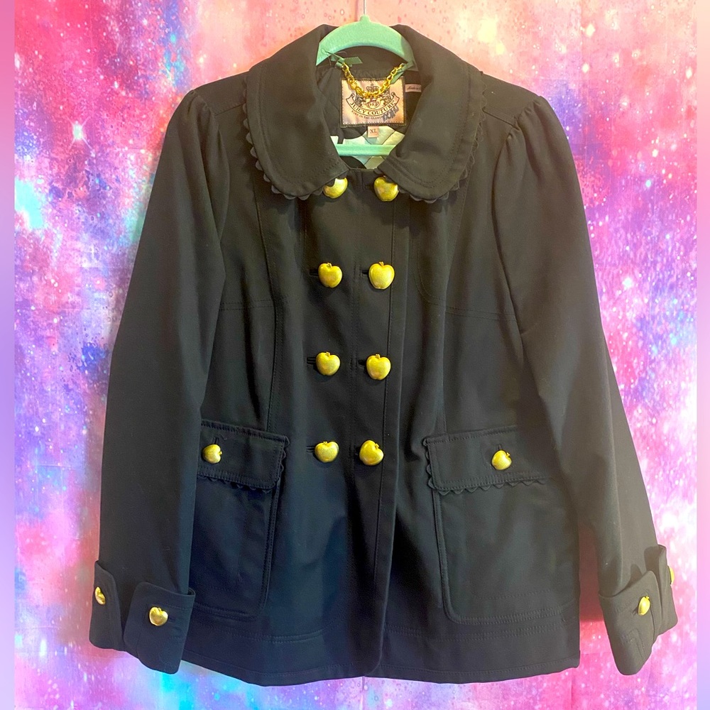 Juicy Couture Black Apple Button Peacoat XL
